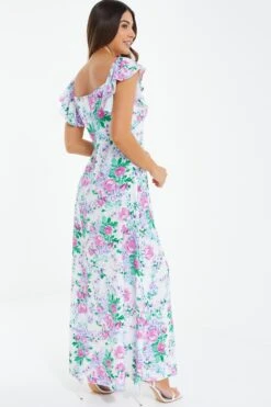 Petite White Floral Split Maxi Dress 10 Petite White Floral Split Maxi Dress -Deals Clothifyr Store 00100038395 XB