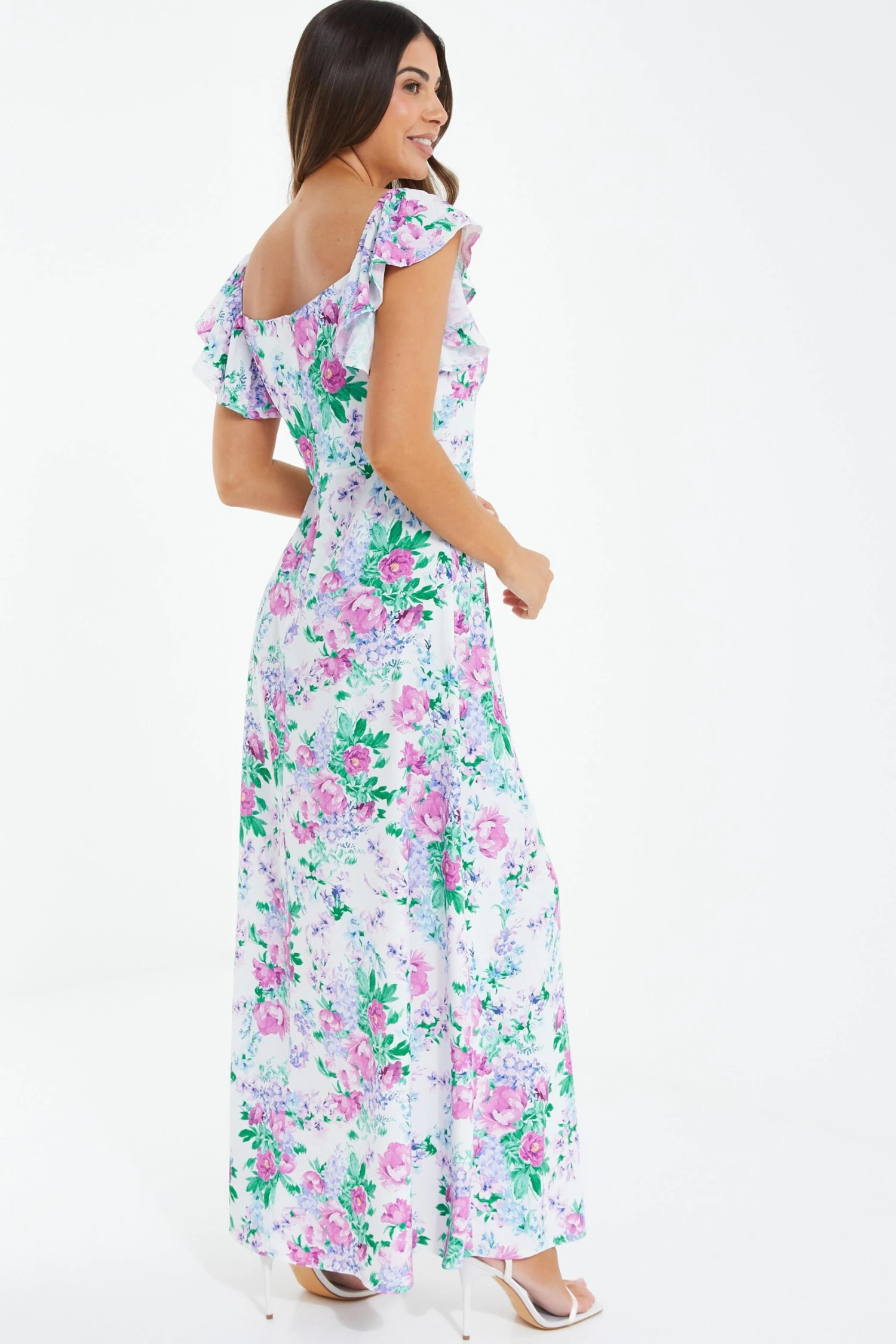 Petite White Floral Split Maxi Dress 5 Petite White Floral Split Maxi Dress - Image 3