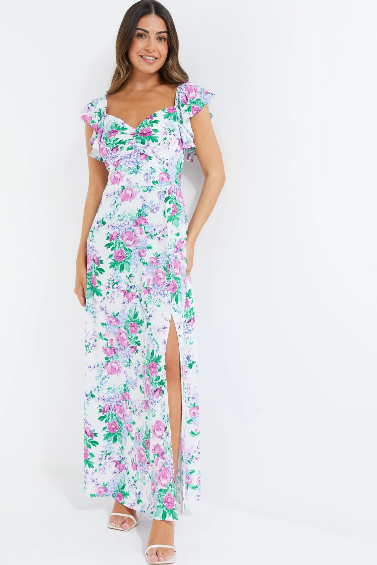 Petite White Floral Split Maxi Dress 4 Petite White Floral Split Maxi Dress - Image 2