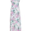 Petite White Floral Split Maxi Dress -Deals Clothifyr Store 00100038395 ZM
