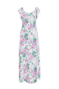Petite White Floral Split Maxi Dress