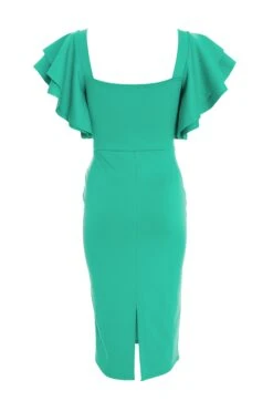 Petite Green Frill Midi Dress -Deals Clothifyr Store 00100038396 ZB