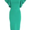 Petite Green Frill Midi Dress