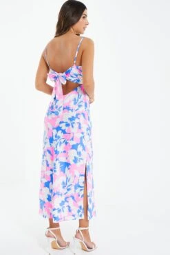 Petite Blue Floral Tie Back Midi Dress -Deals Clothifyr Store 00100038397 XB