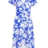 Petite Royal Blue Floral Dip Hem Midi Dress 1 Petite Royal Blue Floral Dip Hem Midi Dress -Deals Clothifyr Store 00100038399 ZM