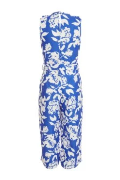 Petite Royal Blue Floral Culotte Jumpsuit 12 Petite Royal Blue Floral Culotte Jumpsuit -Deals Clothifyr Store 00100038400 ZB