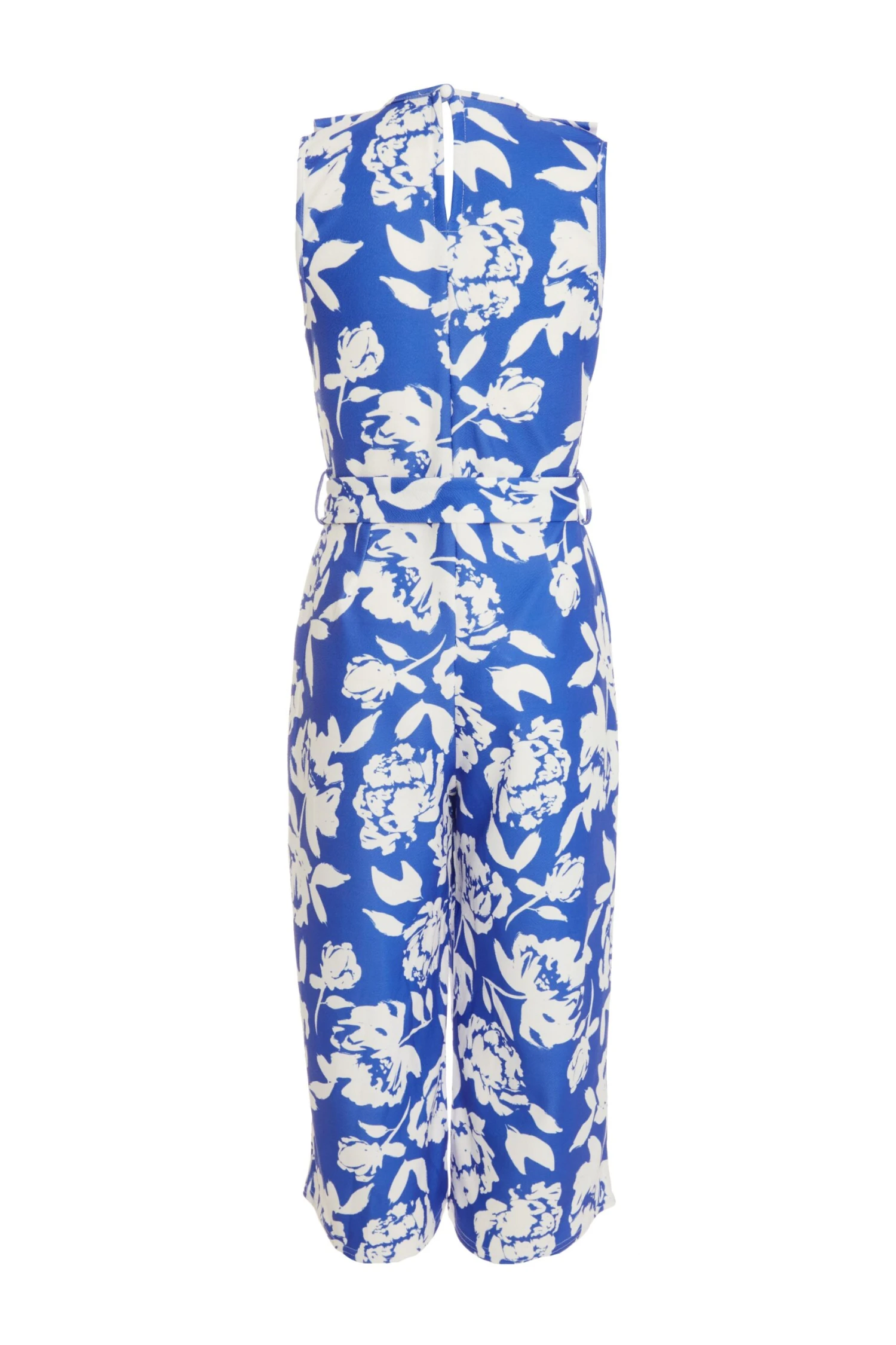 Petite Royal Blue Floral Culotte Jumpsuit 7 Petite Royal Blue Floral Culotte Jumpsuit - Image 5