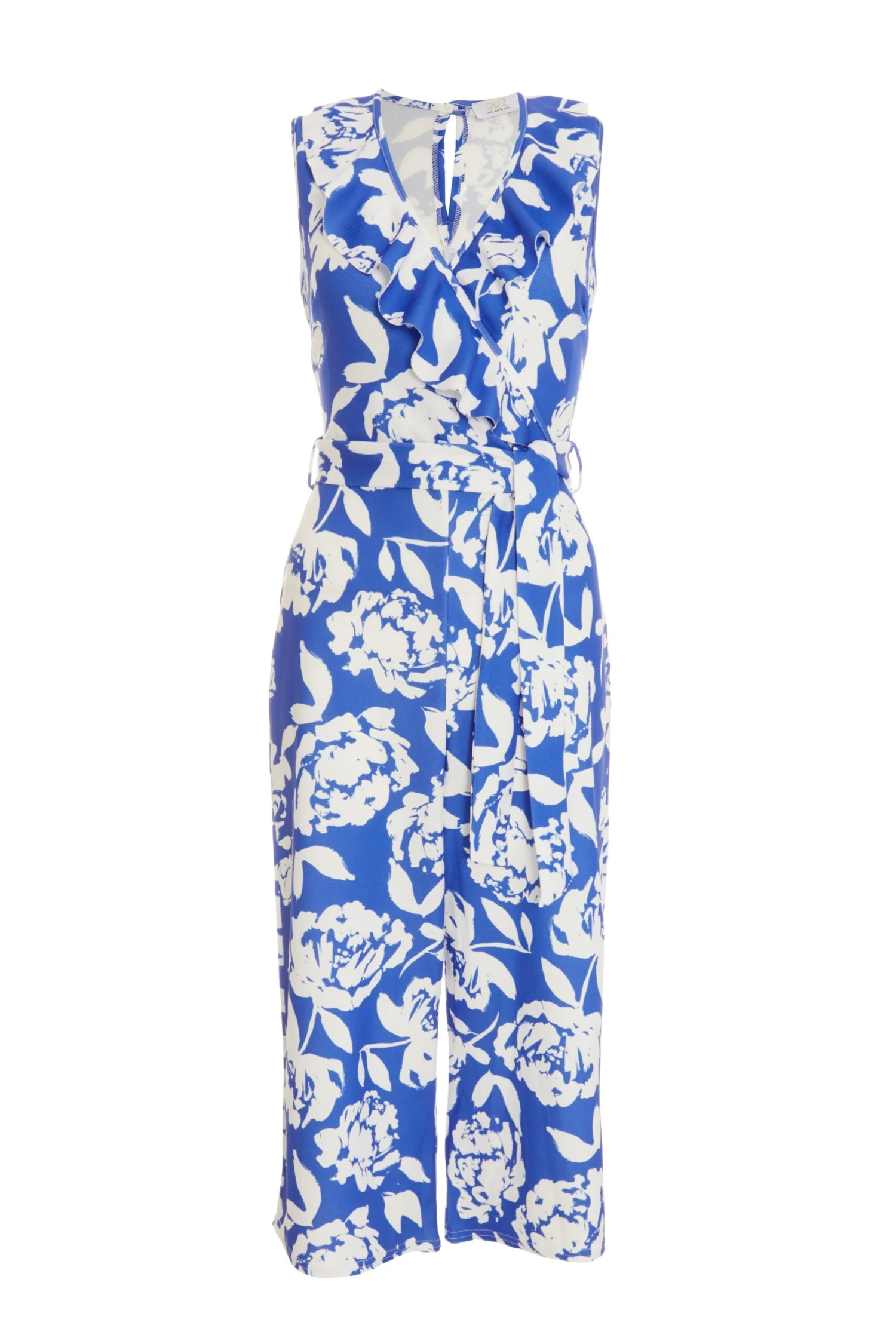 Petite Royal Blue Floral Culotte Jumpsuit 3 Petite Royal Blue Floral Culotte Jumpsuit