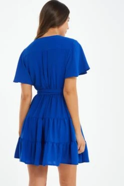 Petite Royal Blue Wrap Skater Dress 10 Petite Royal Blue Wrap Skater Dress -Deals Clothifyr Store 00100038402 XB