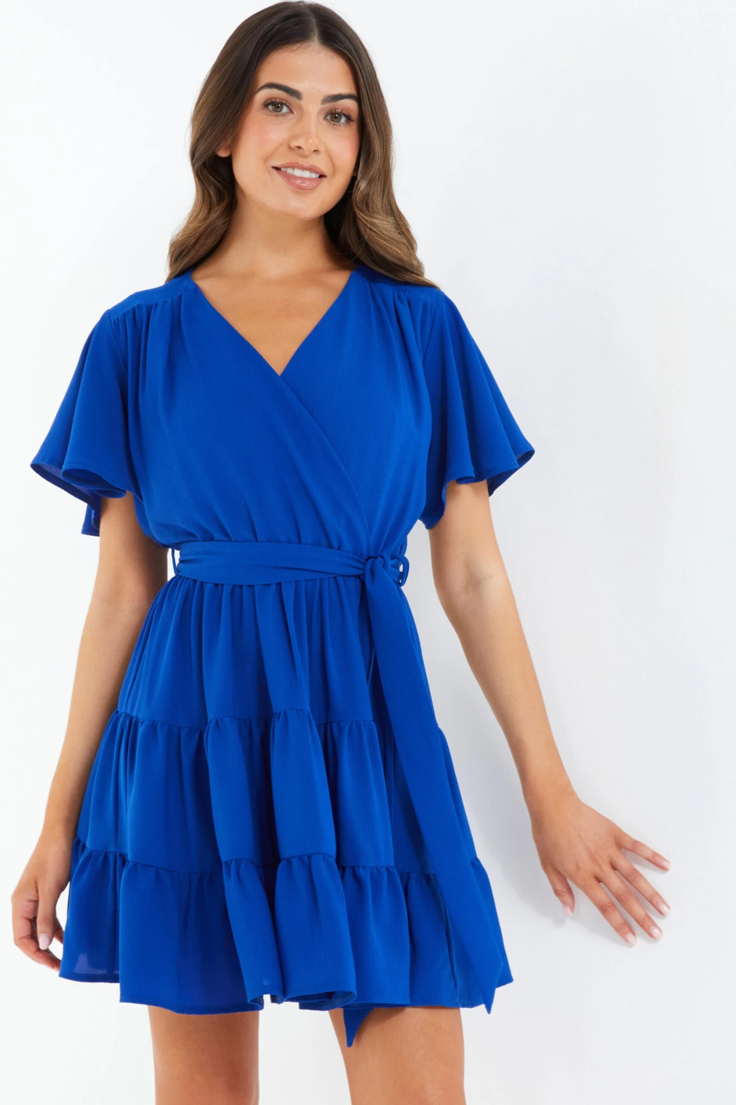 Petite Royal Blue Wrap Skater Dress 4 Petite Royal Blue Wrap Skater Dress - Image 2