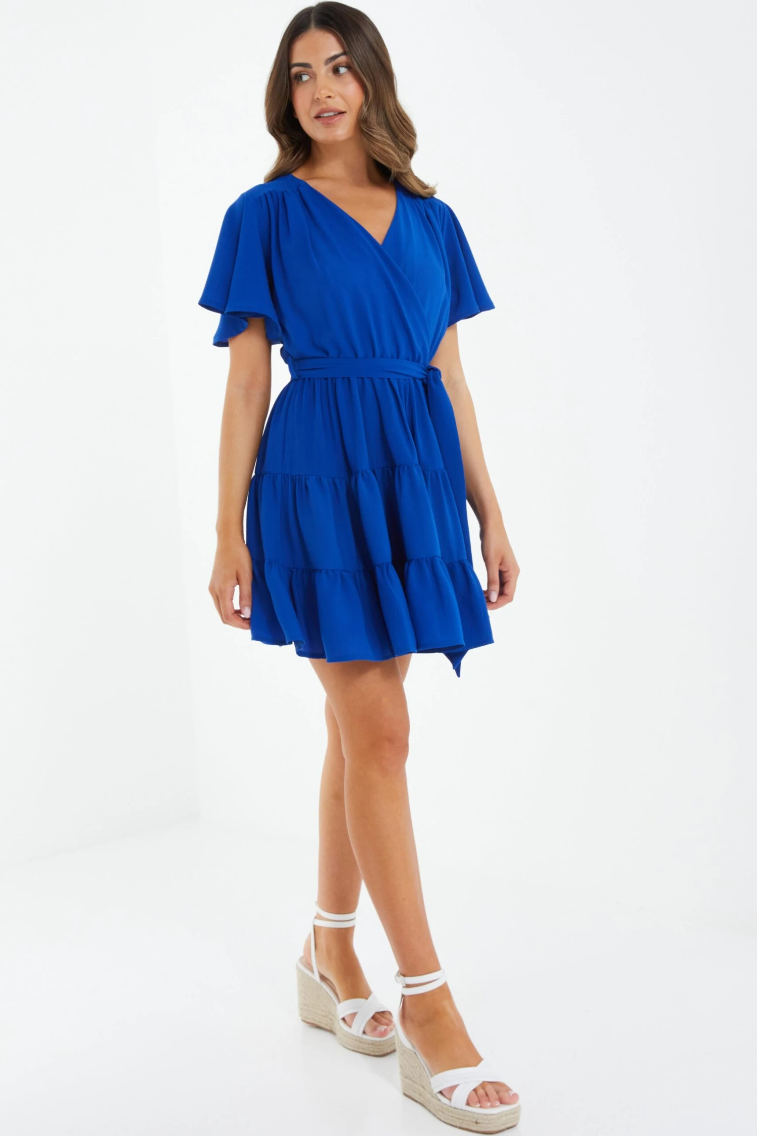 Petite Royal Blue Wrap Skater Dress 6 Petite Royal Blue Wrap Skater Dress - Image 4