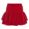 Red Ruched Frill Mini Skirt