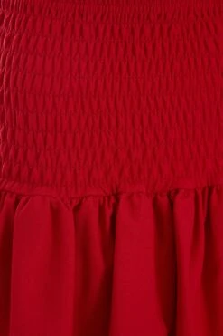 Red Ruched Frill Mini Skirt -Deals Clothifyr Store 00100038420 ZS