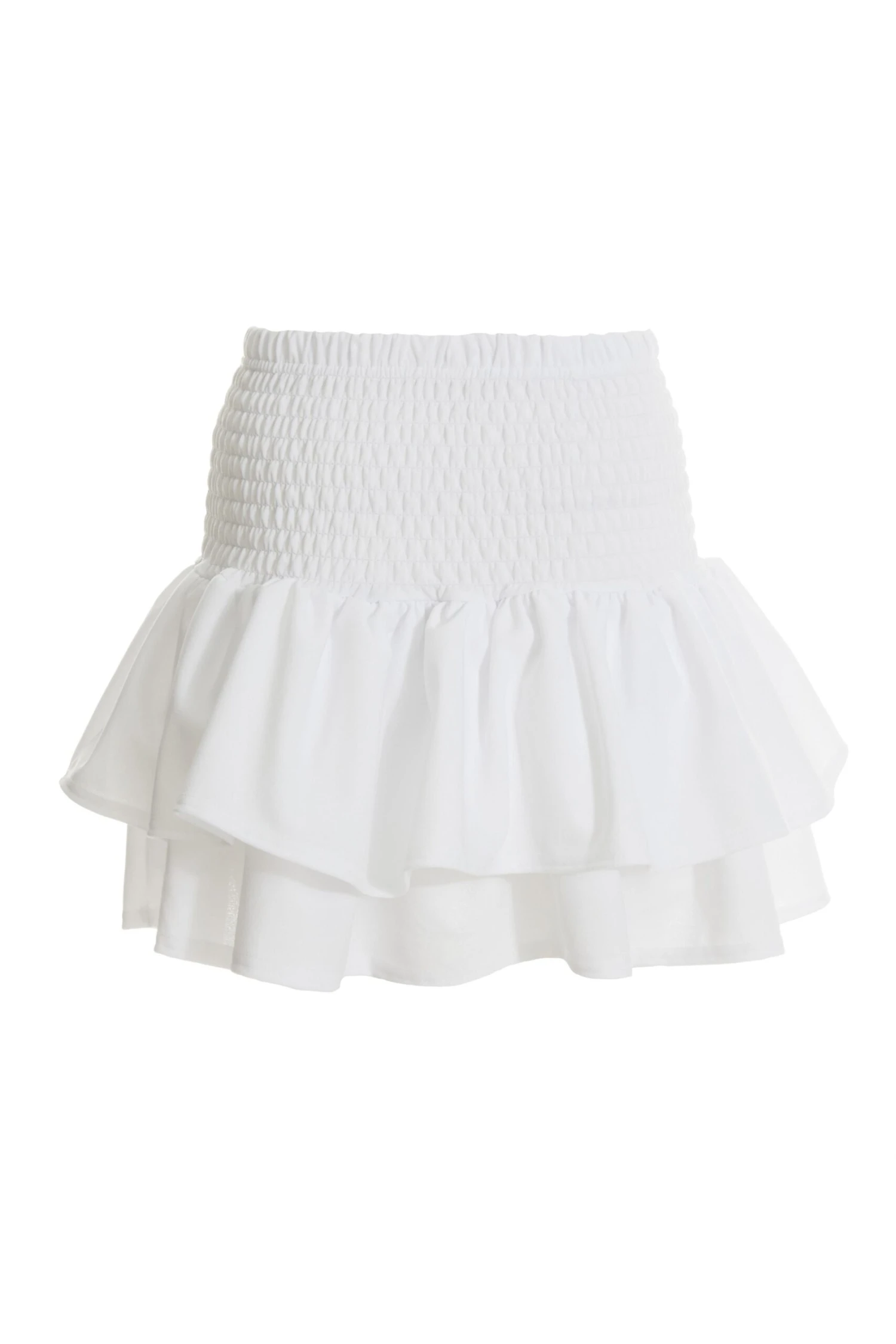 White Ruched Frill Mini Skirt 7 White Ruched Frill Mini Skirt - Image 5