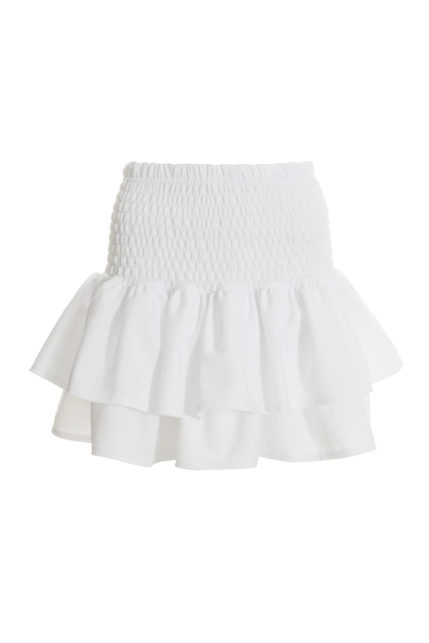 White Ruched Frill Mini Skirt 3 White Ruched Frill Mini Skirt