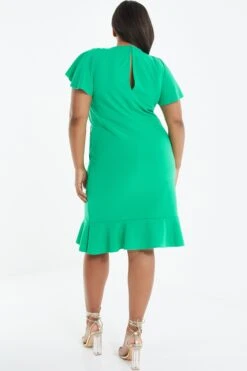 Curve Jade Green Frill Mini Dress -Deals Clothifyr Store 00100038428 XB