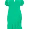 Curve Jade Green Frill Mini Dress 2 Curve Jade Green Frill Mini Dress -Deals Clothifyr Store 00100038428 ZM