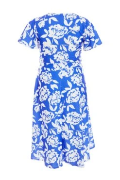 Curve Royal Blue Floral Dip Hem Midi Dress 12 Curve Royal Blue Floral Dip Hem Midi Dress -Deals Clothifyr Store 00100038445 ZB