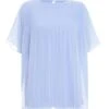 Light Blue Chiffon Pleated Blouse -Deals Clothifyr Store 00100038457 ZM