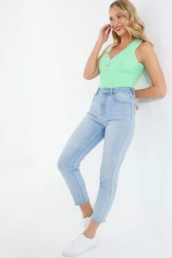 Mint Ribbed Button Bodysuit 11 Mint Ribbed Button Bodysuit -Deals Clothifyr Store 00100038462 XS