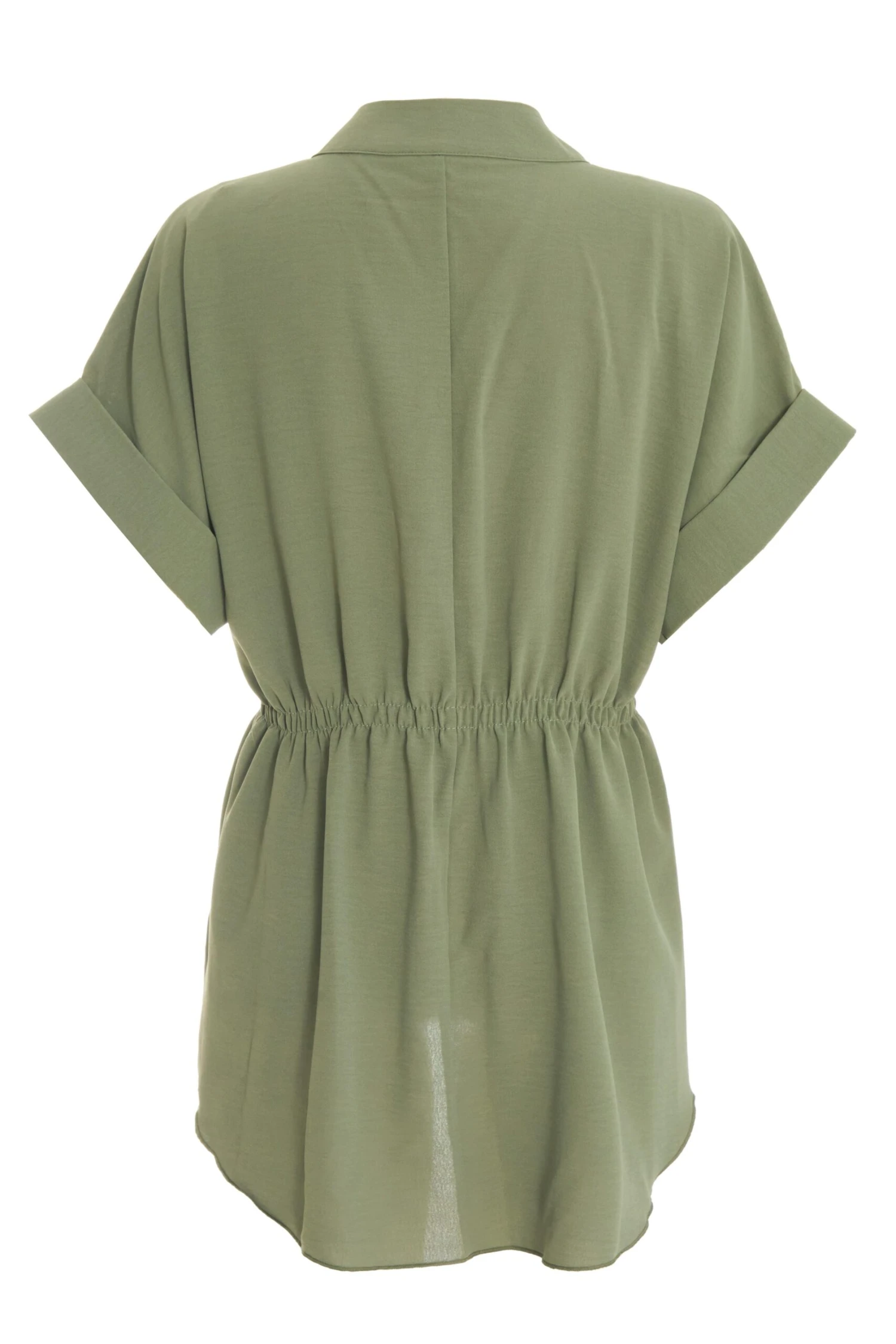 Khaki Button Ruched Blouse 7 Khaki Button Ruched Blouse - Image 5