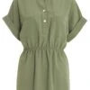 Khaki Button Ruched Blouse -Deals Clothifyr Store 00100038465 ZM