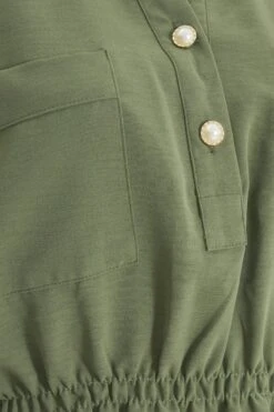 Khaki Button Ruched Blouse 13 Khaki Button Ruched Blouse -Deals Clothifyr Store 00100038465 ZS