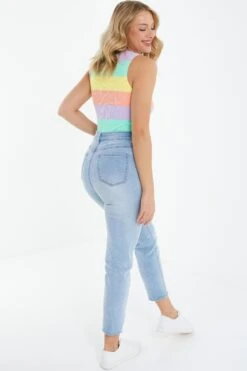 Multicoloured Stripe Knitted Bodysuit -Deals Clothifyr Store 00100038467 XB
