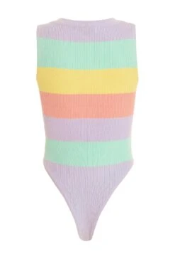 Multicoloured Stripe Knitted Bodysuit -Deals Clothifyr Store 00100038467 ZB