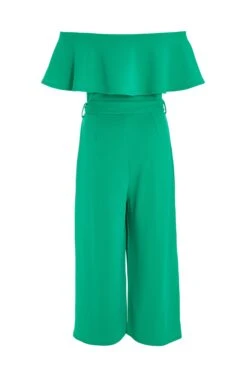 Petite Green Bardot Frill Culotte Jumpsuit -Deals Clothifyr Store 00100038487 ZB