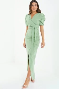 Petite Sage Wrap Maxi Dress -Deals Clothifyr Store 00100038489 XS