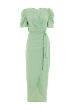Petite Sage Wrap Maxi Dress