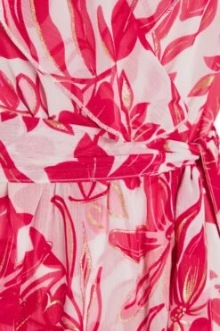 Pink Floral Frill Hem Wrap Midi Dress 13 Pink Floral Frill Hem Wrap Midi Dress -Deals Clothifyr Store 00100038514 ZS