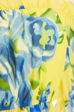 Yellow Floral Bardot Crop Top -Deals Clothifyr Store 00100038546 ZS