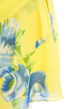 Yellow Floral Wrap Mini Skirt -Deals Clothifyr Store 00100038548 ZS