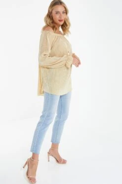 Beige Bardot Necklace Top -Deals Clothifyr Store 00100038574 XS