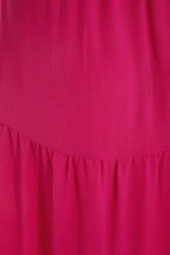 Curve Pink Wrap Tiered Dip Hem Dress -Deals Clothifyr Store 00100038575 ZS