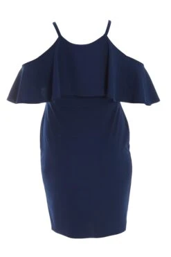 Curve Navy Frill Midi Dress -Deals Clothifyr Store 00100038578 ZB