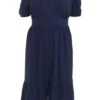 Curve Navy Tiered Puff Sleeve Midi Dress -Deals Clothifyr Store 00100038584 ZM