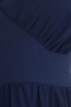 Curve Navy Tiered Puff Sleeve Midi Dress -Deals Clothifyr Store 00100038584 ZS