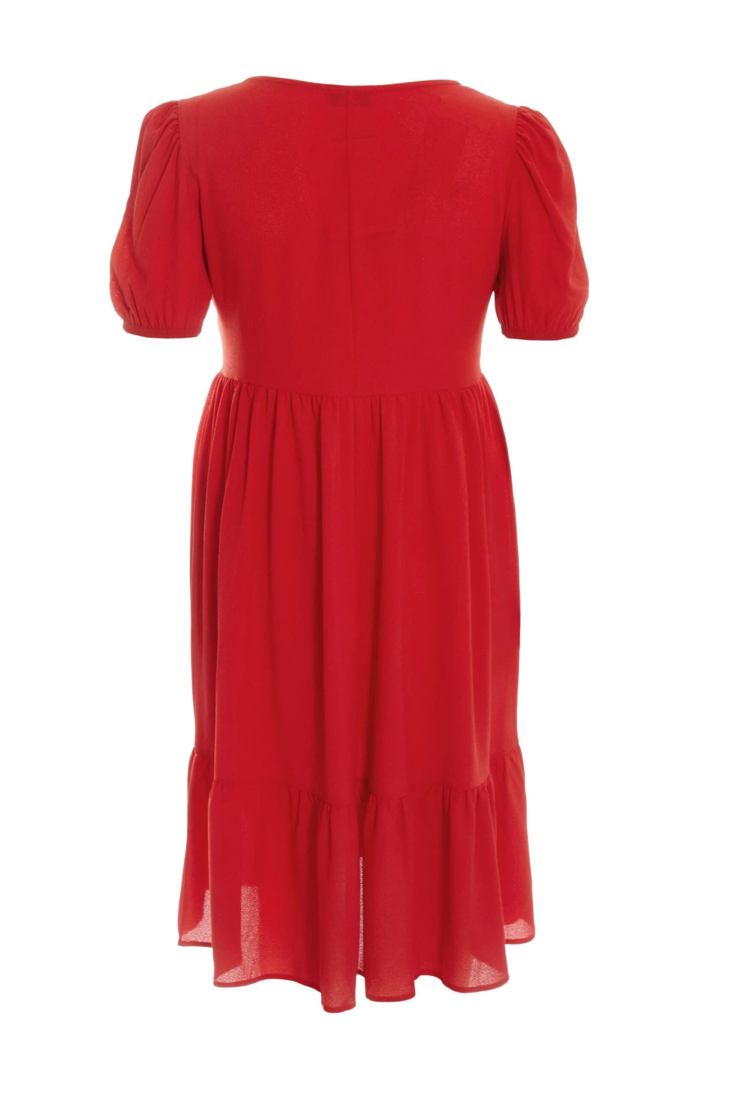 Curve Red Tiered Puff Sleeve Midi Dress 7 Curve Red Tiered Puff Sleeve Midi Dress - Image 5