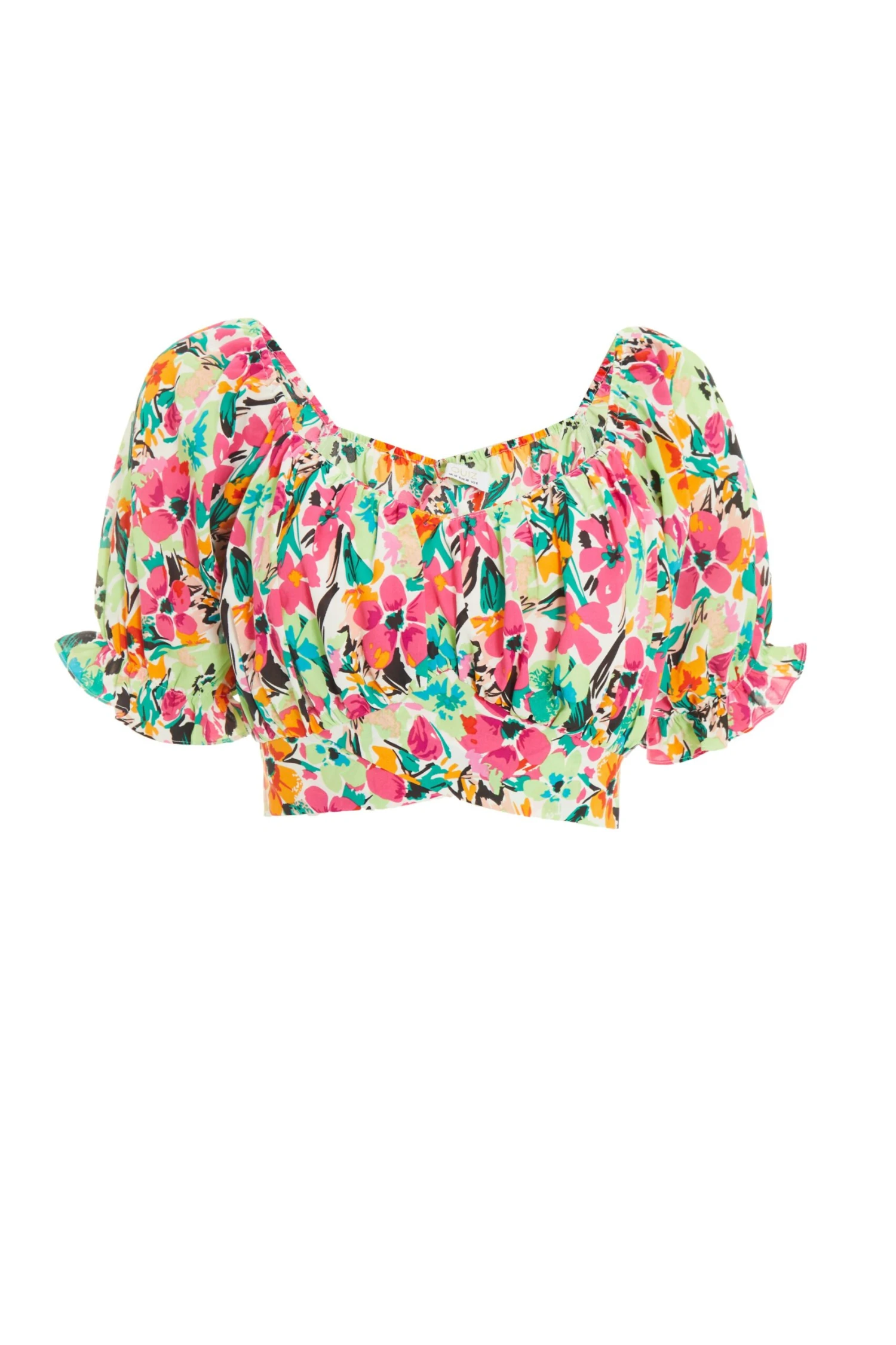 Multicoloured Floral Tie Back Crop Top 3 Multicoloured Floral Tie Back Crop Top