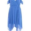 Curve Blue Cold Shoulder Midi Dress -Deals Clothifyr Store 00100038616 ZM