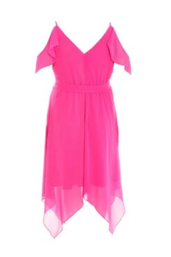Curve Pink Cold Shoulder Midi Dress -Deals Clothifyr Store 00100038618 ZB