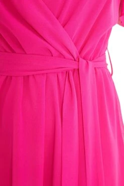 Curve Pink Cold Shoulder Midi Dress -Deals Clothifyr Store 00100038618 ZS