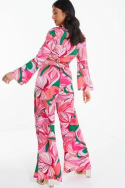 Petite Pink Scarf Print Palazzo Trousers -Deals Clothifyr Store 00100038626 XB