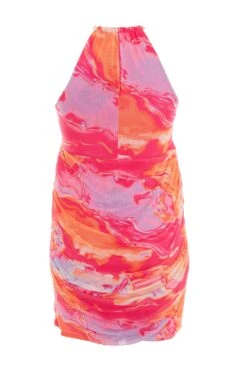 Curve Orange Marble Print Midi Dress -Deals Clothifyr Store 00100038643 ZB