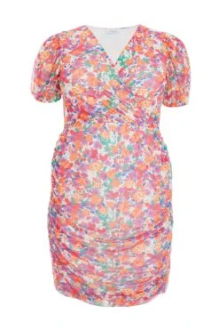Curve Multicoloured Ditsy Print Mini Dress