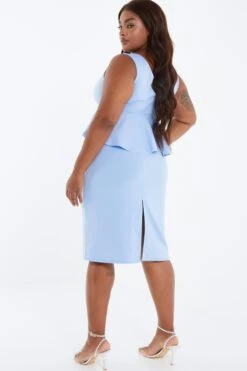 Curve Blue Ruched Bardot Midi Dress 10 Curve Blue Ruched Bardot Midi Dress -Deals Clothifyr Store 00100038651 XB