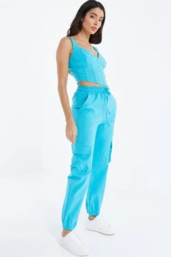 Blue Corset Crop Top -Deals Clothifyr Store 00100038764 XS